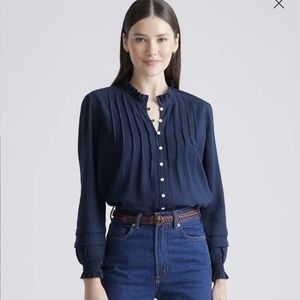 Quince Textured Cotton Peasant Blouse